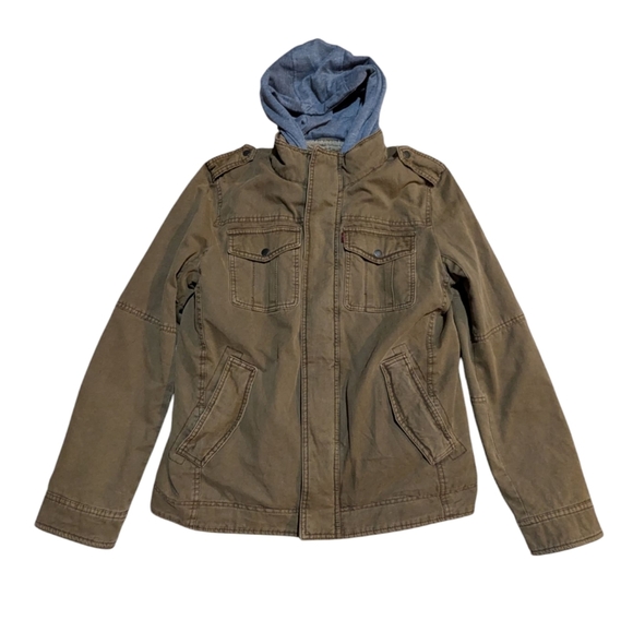 Levi’s Jacket Sherpa Lined Quilted Fleece Hood Trucker Durable Canvas Medium - Picture 1 of 9